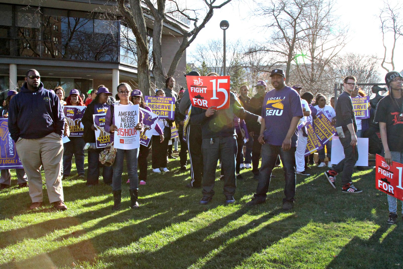 D15 minimum wage protest on campus